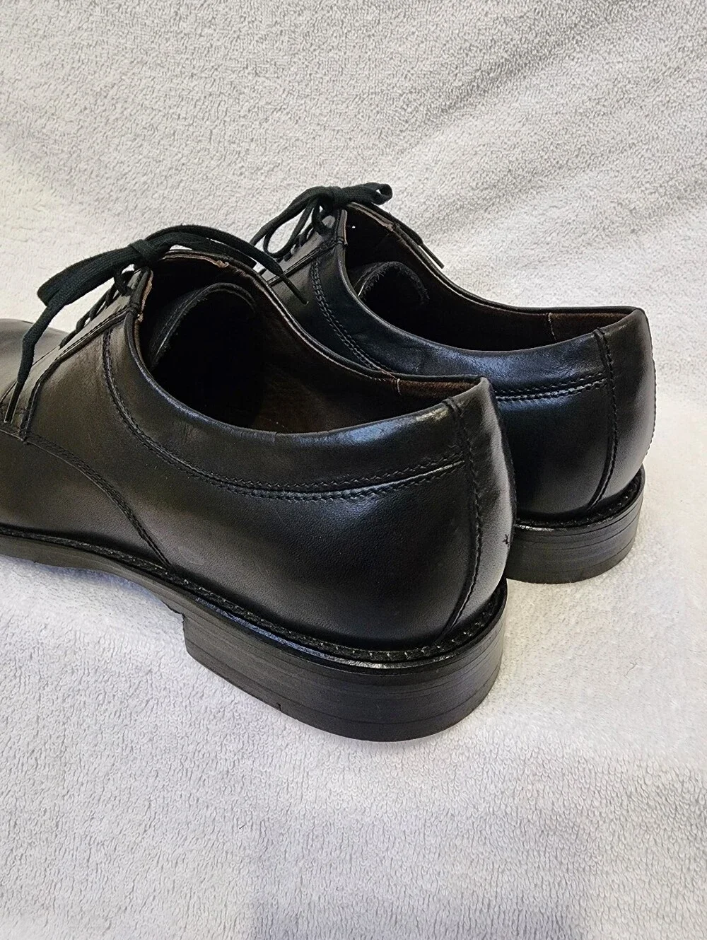 Johnston & Murphy Black Leather Dress Shoes Men's 10.5 Lace Up Flex System
